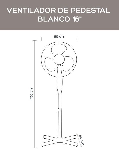 Ventilador de Pedestal Halten Blanco 3 Aspas 16" Silencioso-3
