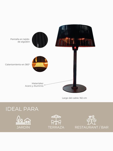 Estufa Exterior Eléctrica Relan de Mesa 1500W-4