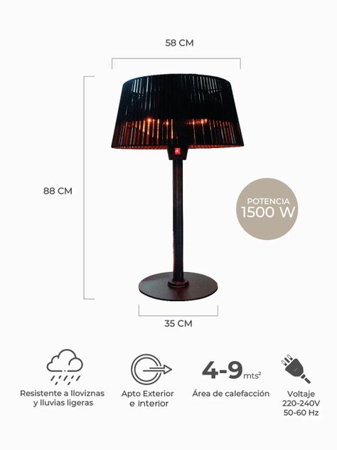 Estufa Exterior Eléctrica Relan de Mesa 1500W-3