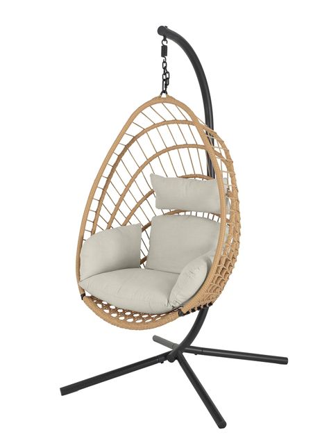 Silla Colgante Tulum de Mimbre para Terraza con Base-0