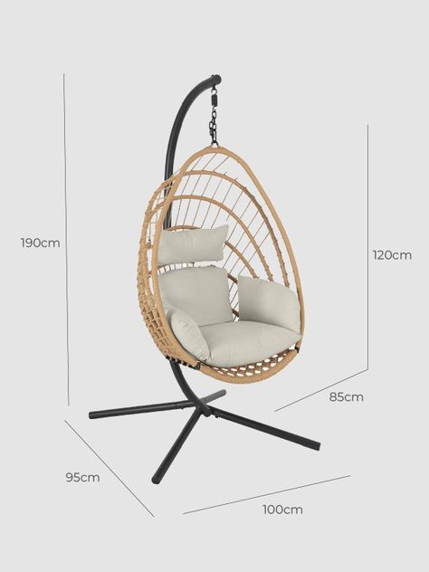 Silla Colgante Tulum de Mimbre para Terraza con Base-2