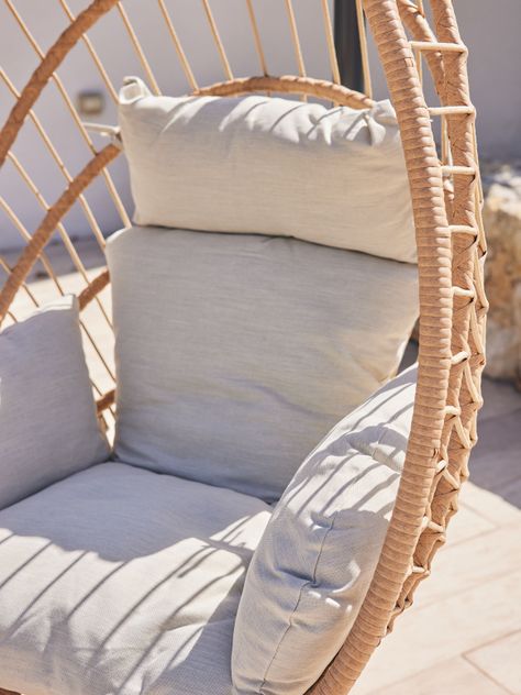 Silla Colgante Tulum de Mimbre para Terraza con Base-3