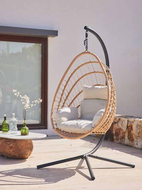 Silla Colgante Tulum de Mimbre para Terraza con Base-6