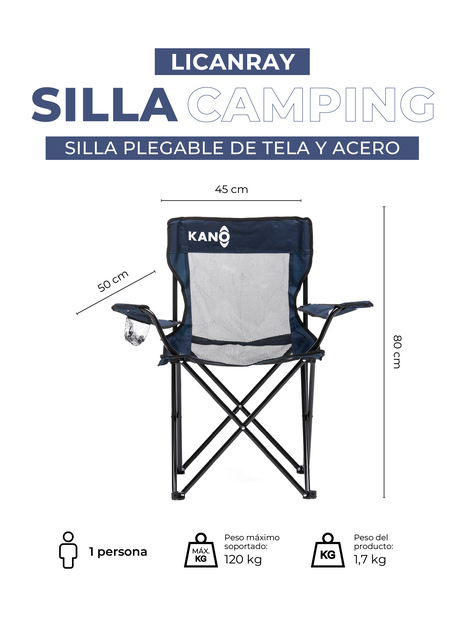 Silla Plegable Para Camping Kano Licanray Respirable Liviana-2
