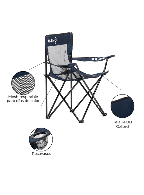 Silla Plegable Para Camping Kano Licanray Respirable Liviana-3