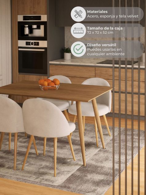 Set x4 Sillas de Comedor Top Living Dinka Cielo Terciopelo-2