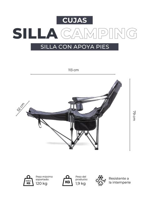 Silla Reposera Plegable Camping Kano con Reposapies-4