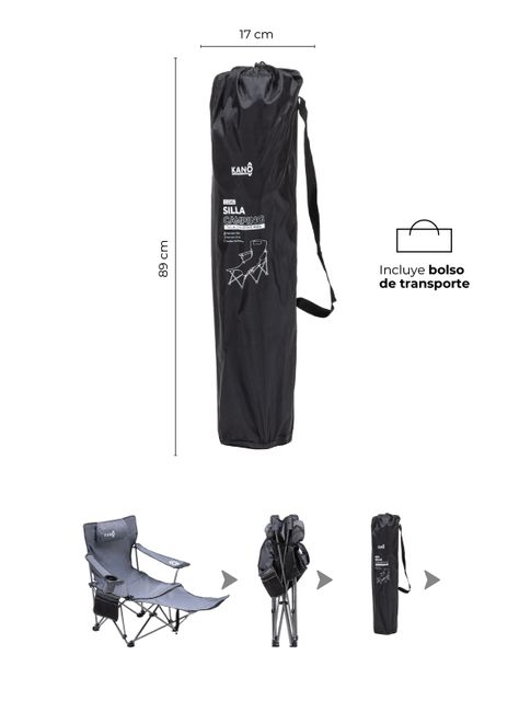 Silla Reposera Plegable Camping Kano con Reposapies-6