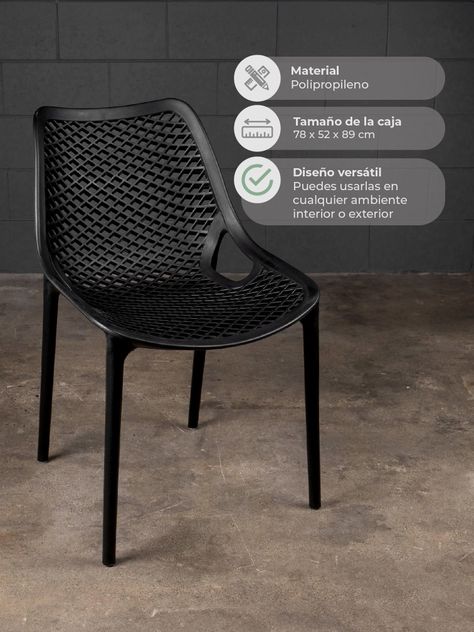 Set de 4 Sillas de Comedor y Terraza Relan Aira Apilables-2