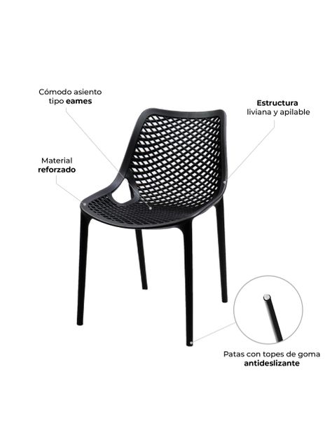 Set de 4 Sillas de Comedor y Terraza Relan Aira Apilables-4
