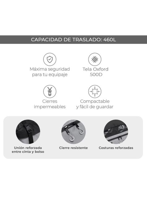 Bolso Classic Porta Equipaje Para Techo de Auto Kano 458L-3