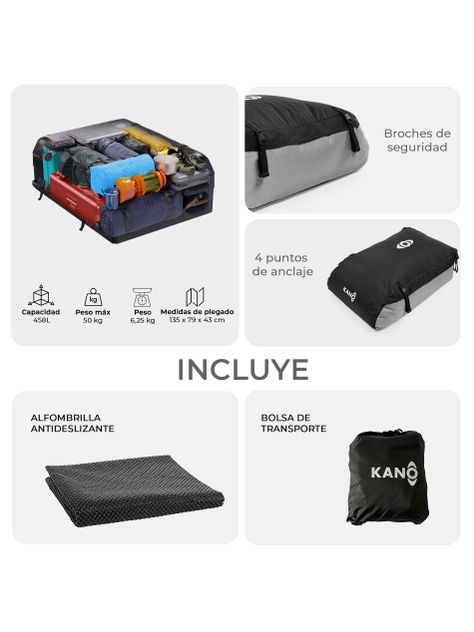 Bolso Classic Porta Equipaje Para Techo de Auto Kano 458L-4