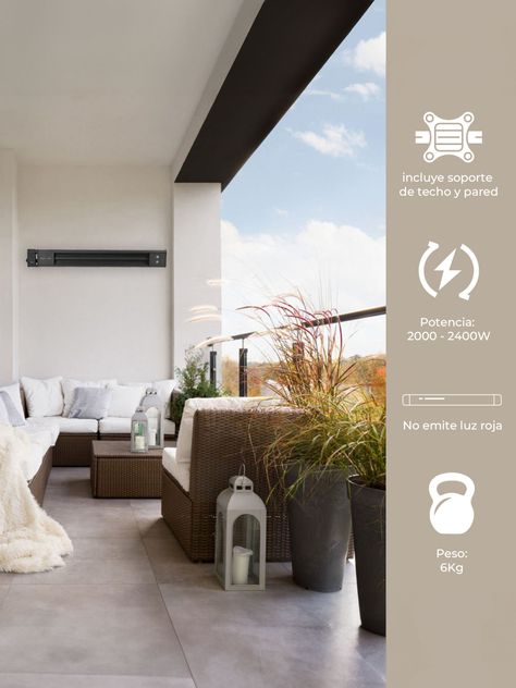 Estufa Exterior Eléctrica Relan de Pared y Techo 2400W-1