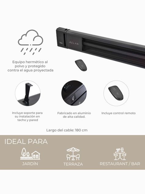 Estufa Exterior Eléctrica Relan de Pared y Techo 2400W-3