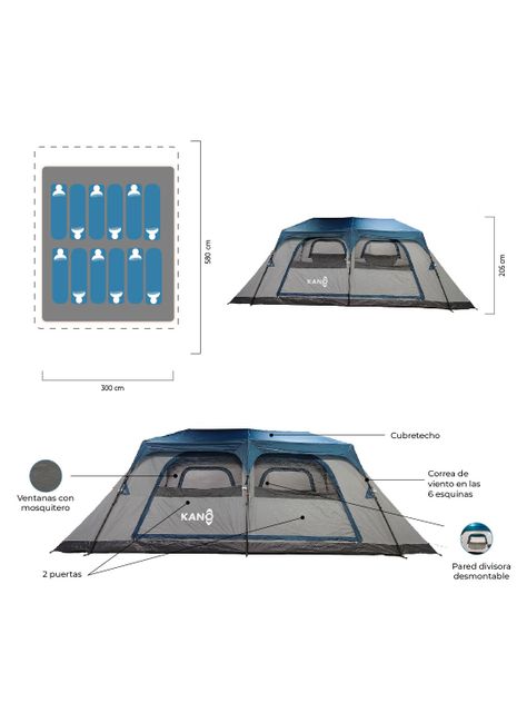 Carpa Automática 12 Personas Kano Lauca Instant Impermeable-3