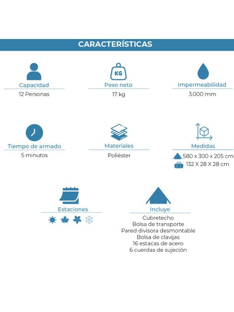 Carpa Automática 12 Personas Kano Lauca Instant Impermeable-5