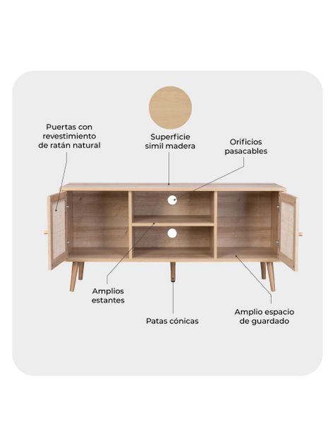 Rack de Tv de Ratán Top Living Bombai con Puertas-4