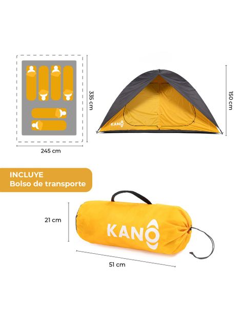 Carpa 6 Personas Kano Calafquen Camping Impermeable 3000 mm-3