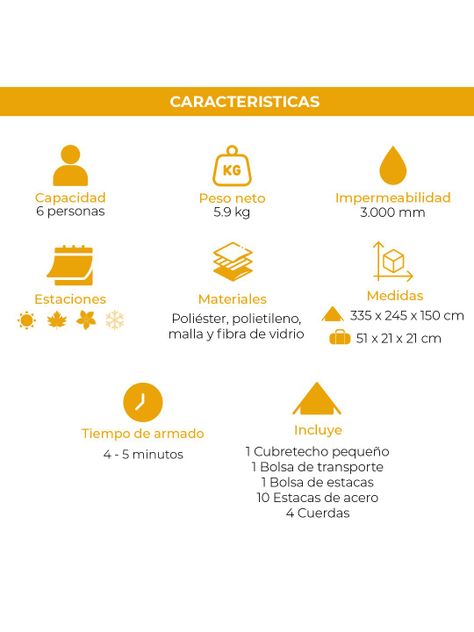 Carpa 6 Personas Kano Calafquen Camping Impermeable 3000 mm-7