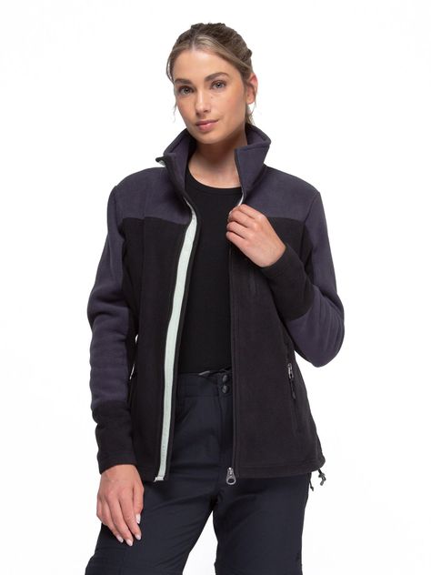 Chaqueta Polar Mujer Kano Canelo Negro Polerón Full Zip-0
