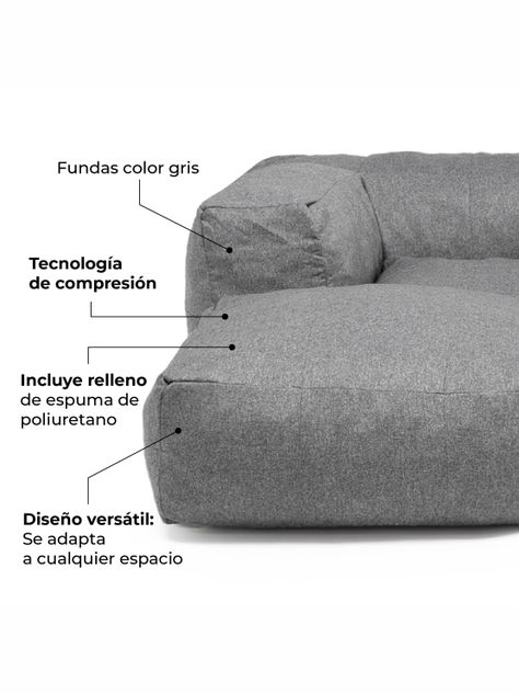 Sillón Pouf Seccional Gris / Pouf Sala de Estar Relan-4
