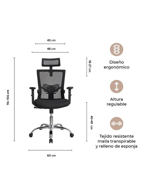 Silla de Oficina Presidente Ergonomus Delphi Base Cromada-2