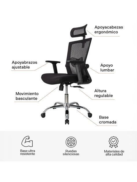 Silla de Oficina Presidente Ergonomus Delphi Base Cromada-3