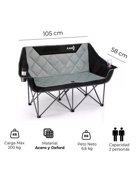 Sillón Doble Plegable Kano Colico Reforzado para Camping-1