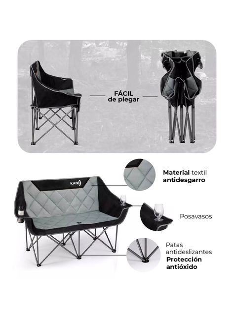 Sillón Doble Plegable Kano Colico Reforzado para Camping-2