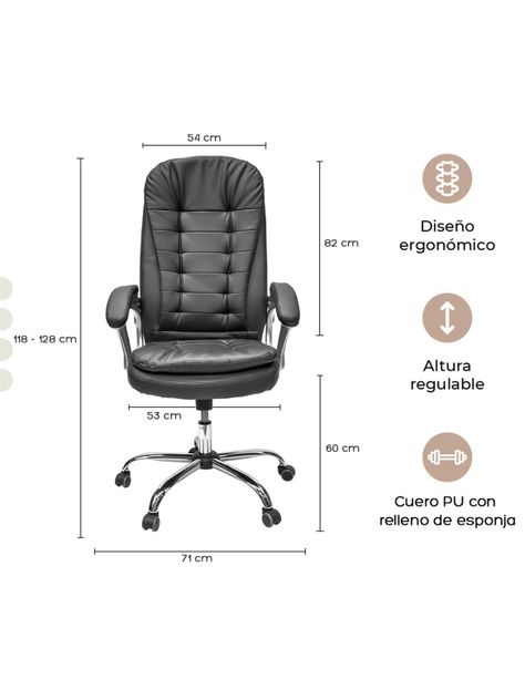 Silla de Escritorio Top Living Vernier Cuero Reclinable-2