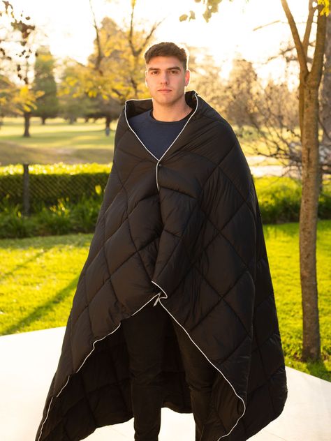 Manta Térmica Camping Kano con Botones Tipo Poncho Negro-5
