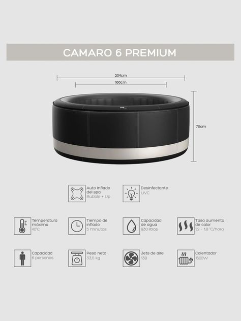 Hot Tub Inflable MSpa Camaro Premium SPA Para 6 Personas-2