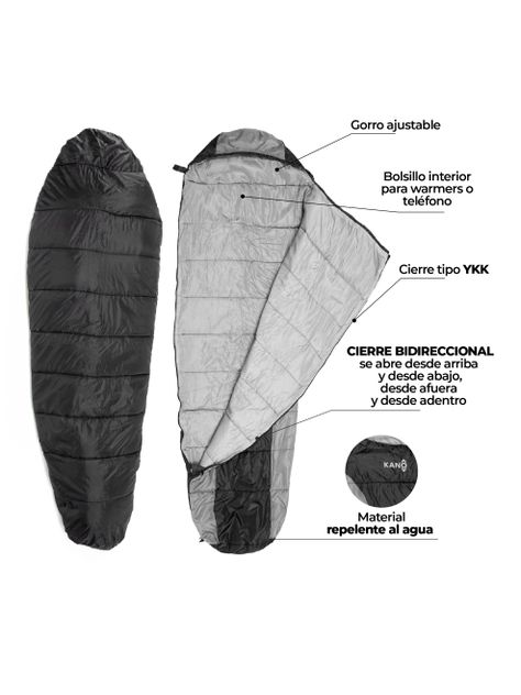 Saco de Dormir Kano El Plomo 0 / 5 / 15°C 1,2 Kg Gris-3