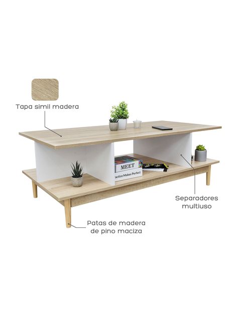 Mesa de Centro Top Living Bari Rectangular Lateral Nórdica-3