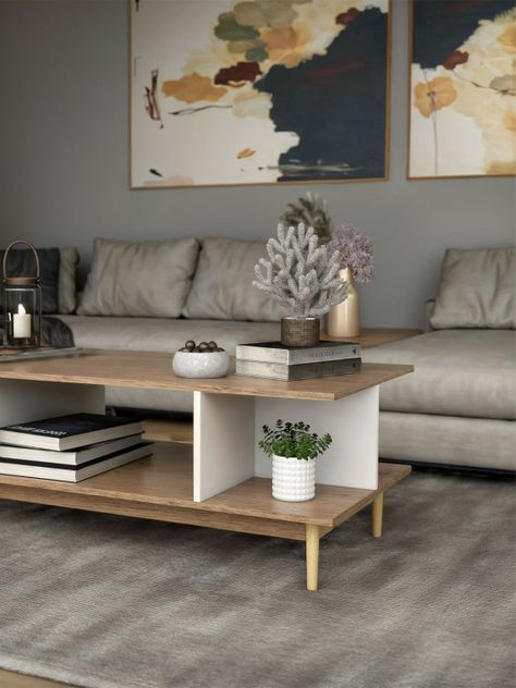 Mesa de Centro Top Living Bari Rectangular Lateral Nórdica-7