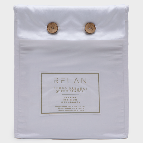 Juego de Sabanas Queen / Sábanas Blancas Relan 1000 Hilos-5