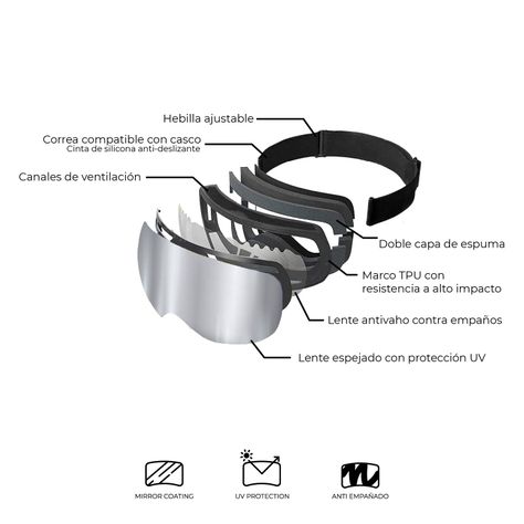 Antiparras Gafas de Nieve ProRider Ski Snowboard Kano-3