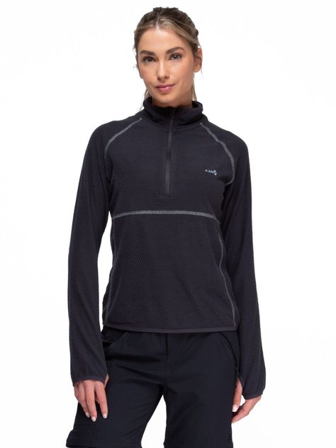 Poleron Mujer Nano Fleece Gris Oscuro Kano Tineo Deportivo-0