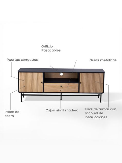 Rack de TV Top Living Charcoal con Puertas Corredizas-3