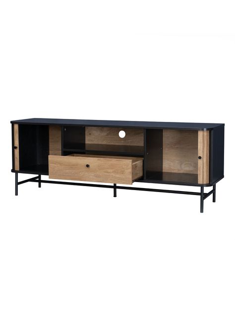 Rack de TV Top Living Charcoal con Puertas Corredizas-4