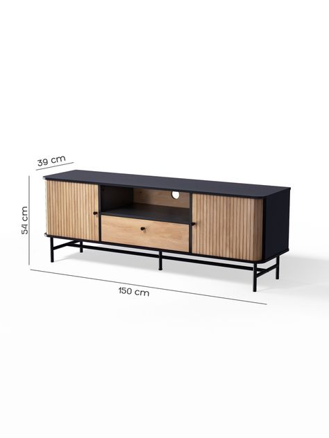 Rack de TV Top Living Charcoal con Puertas Corredizas-2