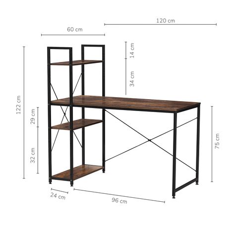Escritorio Estilo Industrial Relan Estantería Lateral Desk 4-2