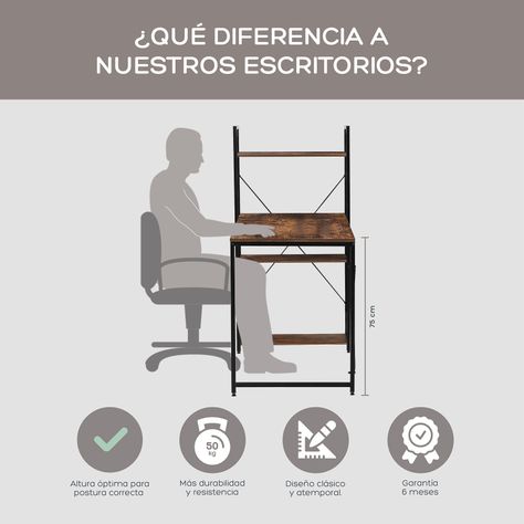 Escritorio Estilo Industrial Relan Estantería Lateral Desk 4-3