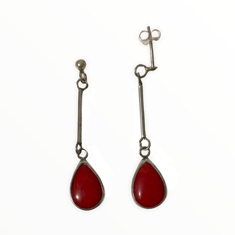 Aros plata 925 tipo gota Coral-0