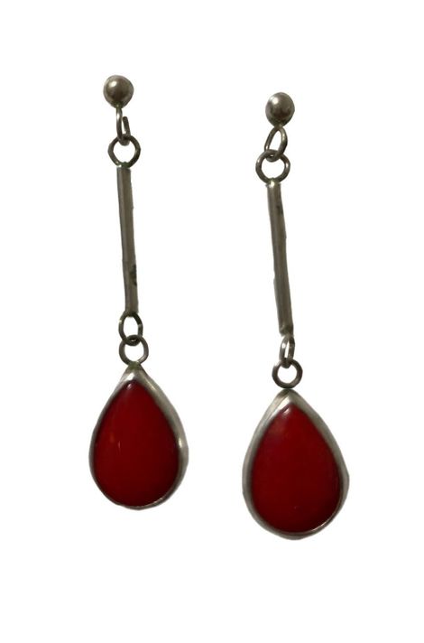 Aros plata 925 tipo gota Coral-1