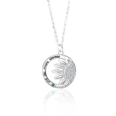 Collar Flor de Girasol Plata 925 para Mujer Joya Única-0