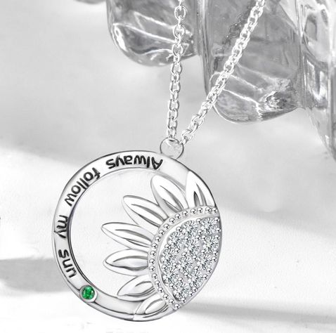 Collar Flor de Girasol Plata 925 para Mujer Joya Única-1