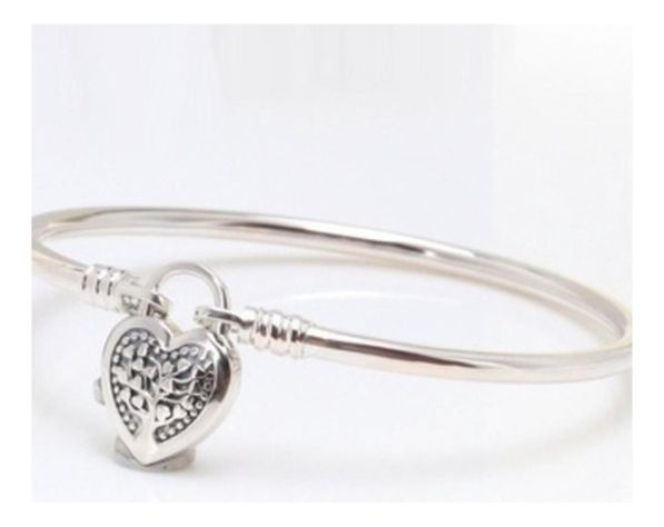 Pulsera Brazalete Plata 925 Broche Forma Corazon Arbol Vida-3