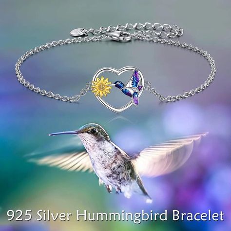 Pulsera Plata 925 Corazon Colibri Girasol Mujer Regalo Joyas-2