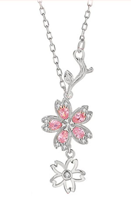 Collar Plata 925 Colgante Flores Cerezo Ciruelo Joyas Mujer-0